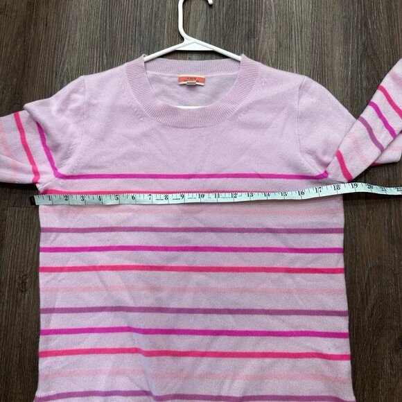 J Crew 100% Cashmere Sweater Light Pink Ombre Stripes - Picture 6 of 8